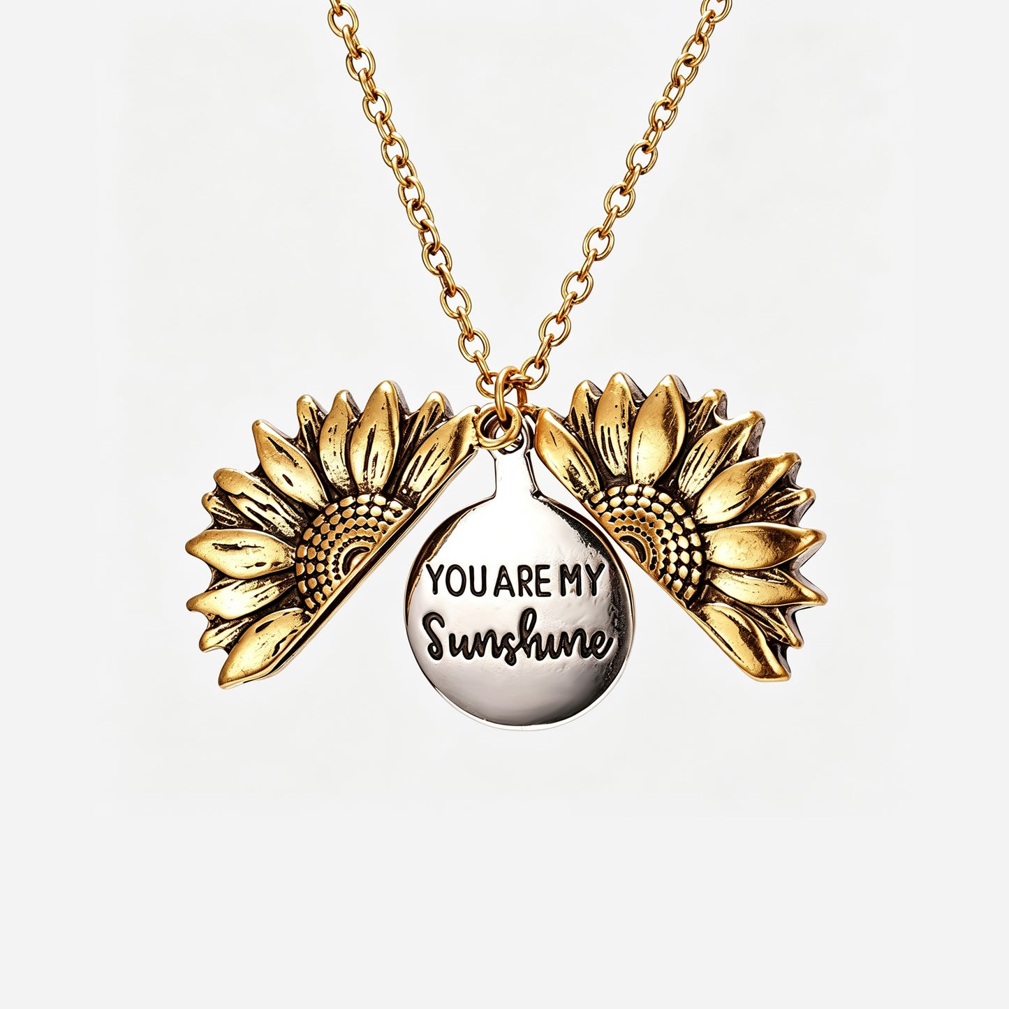 You Are My Sunshine Sunflower Pendant Necklace