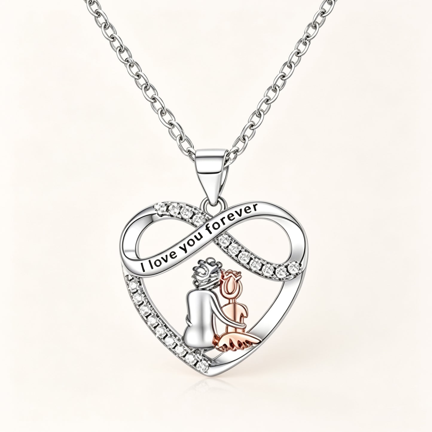 Grandma & Granddaughter Heart Pendant Necklace‑I Love You Forever 👵👧💖