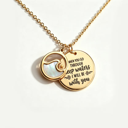 "I Will Be With You" Faith Wave Pendant Necklace 🌊🤍