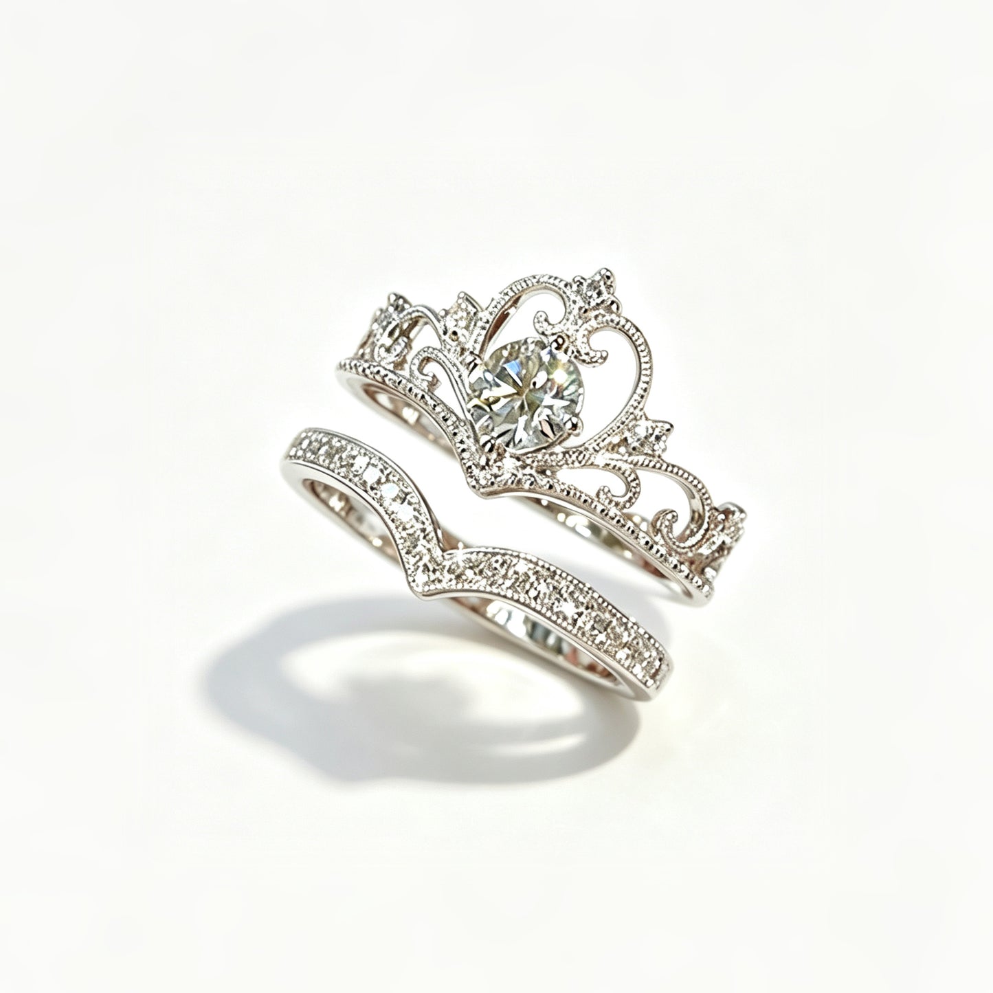 Vintage Lace Crown Stackable Ring Set