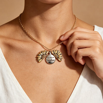 You Are My Sunshine Sunflower Pendant Necklace