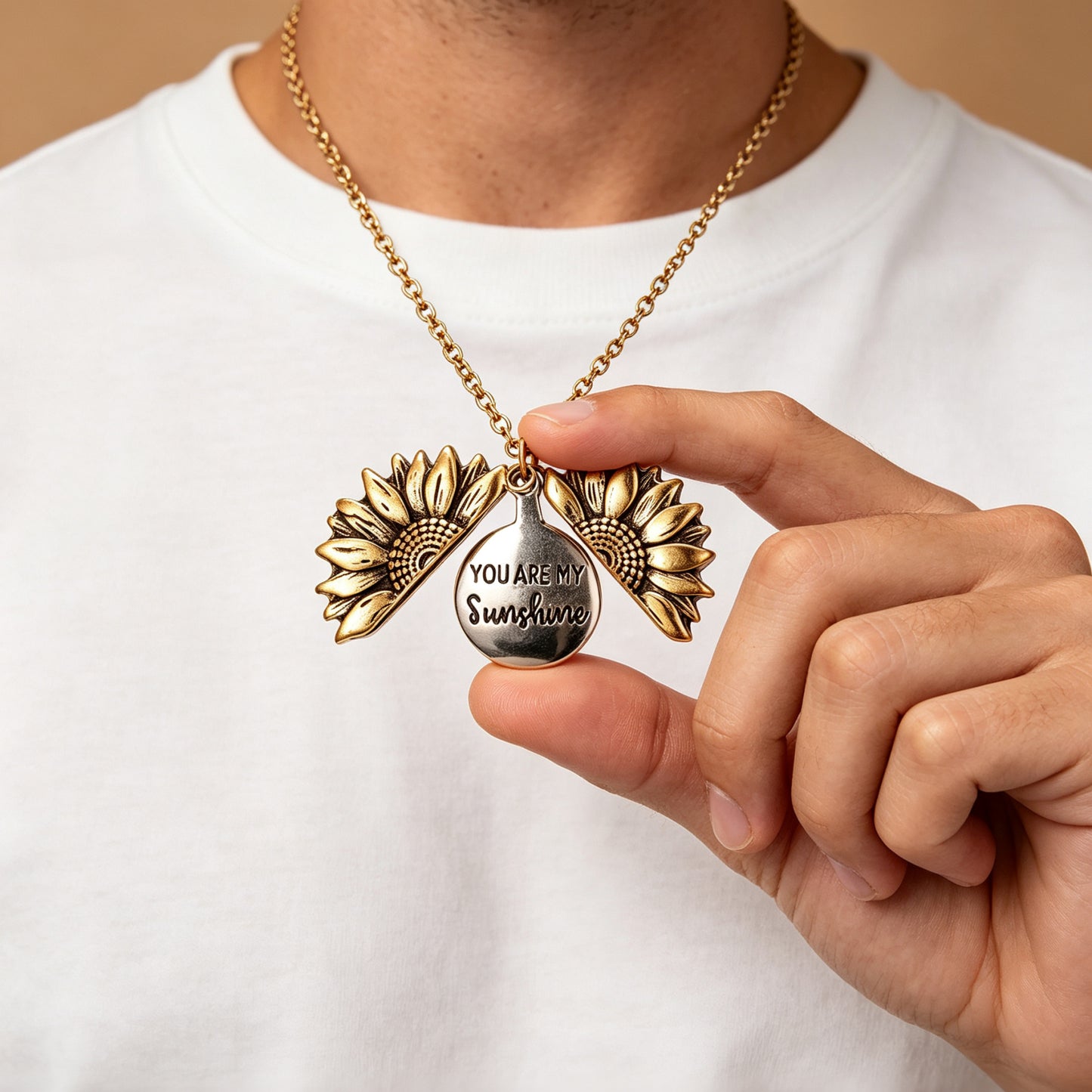 You Are My Sunshine Sunflower Pendant Necklace