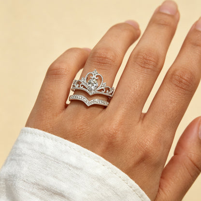 Vintage Lace Crown Stackable Ring Set