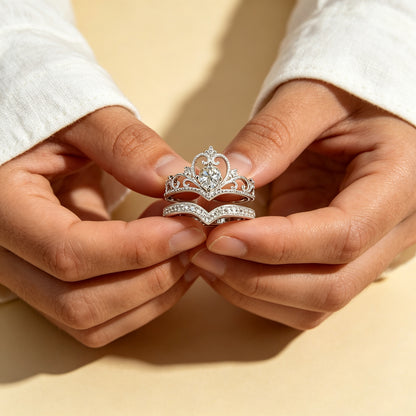 Vintage Lace Crown Stackable Ring Set