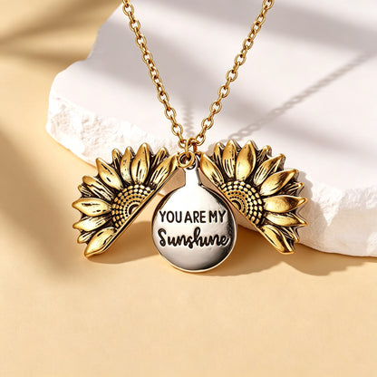 You Are My Sunshine Sunflower Pendant Necklace