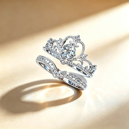 Vintage Lace Crown Stackable Ring Set