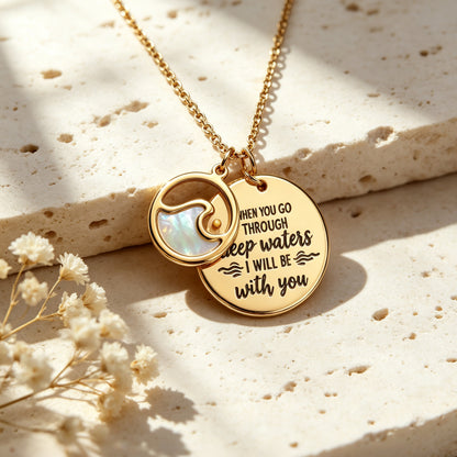 "I Will Be With You" Faith Wave Pendant Necklace 🌊🤍