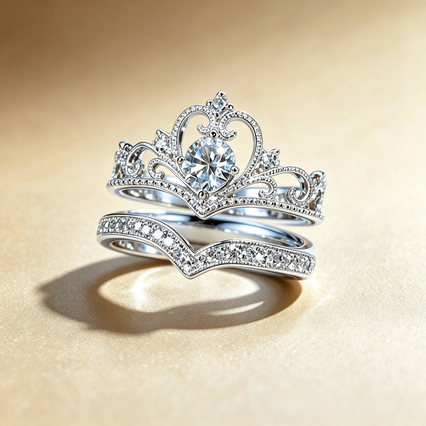 Vintage Lace Crown Stackable Ring Set