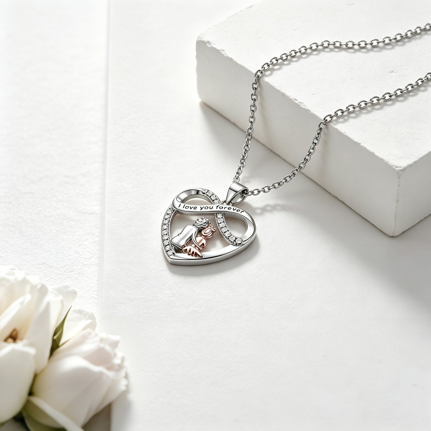 Grandma & Granddaughter Heart Pendant Necklace‑I Love You Forever 👵👧💖