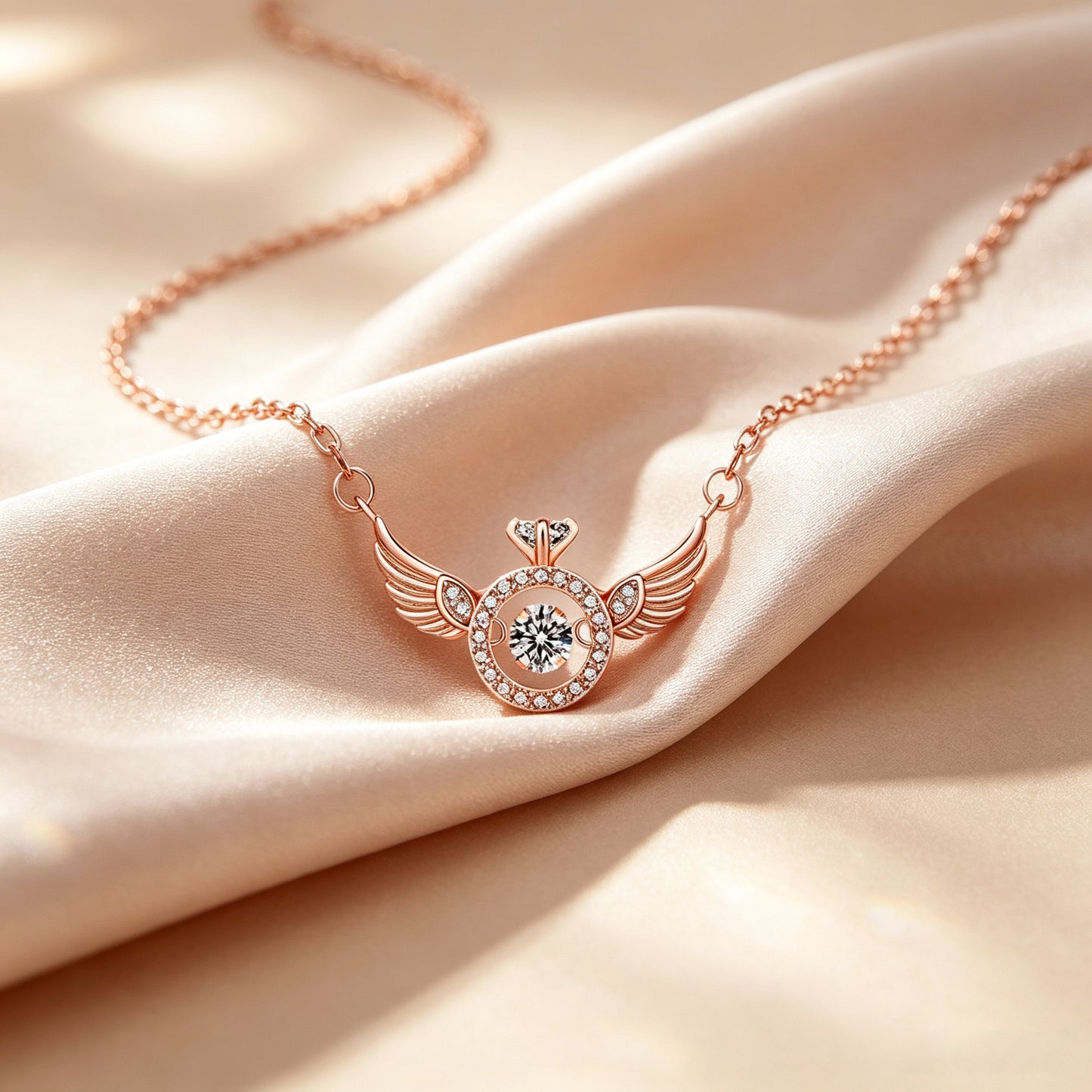 Angel Wing Dancing Sparkle Pendant Necklace ✨🪽💫