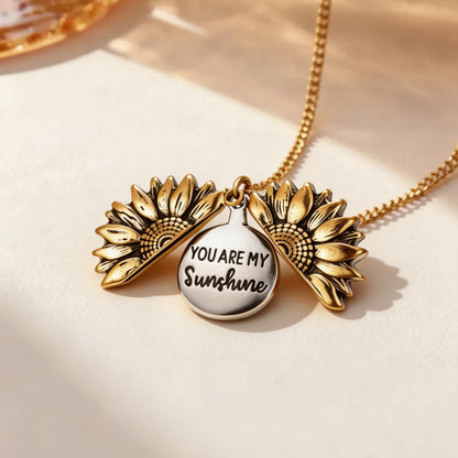 You Are My Sunshine Sunflower Pendant Necklace