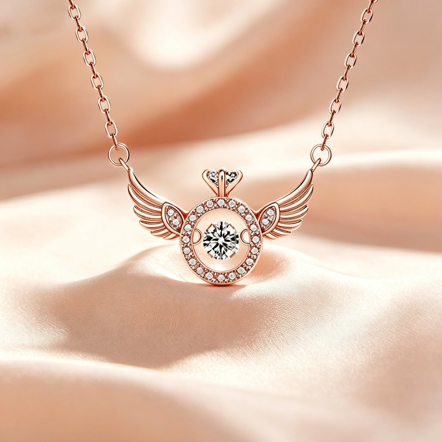 Angel Wing Dancing Sparkle Pendant Necklace ✨🪽💫