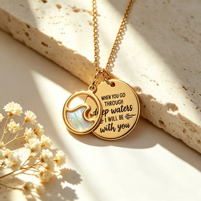 "I Will Be With You" Faith Wave Pendant Necklace 🌊🤍