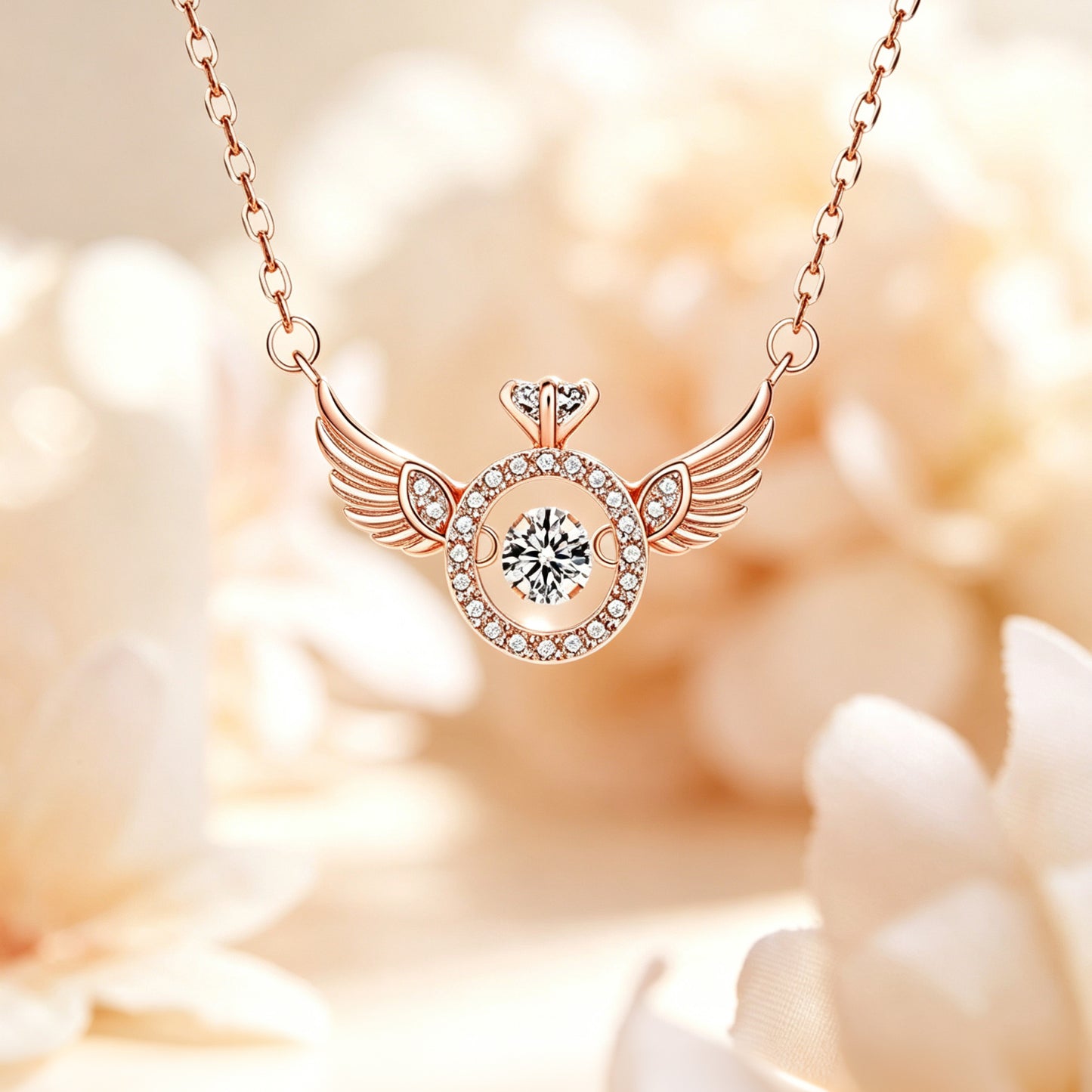 Angel Wing Dancing Sparkle Pendant Necklace ✨🪽💫