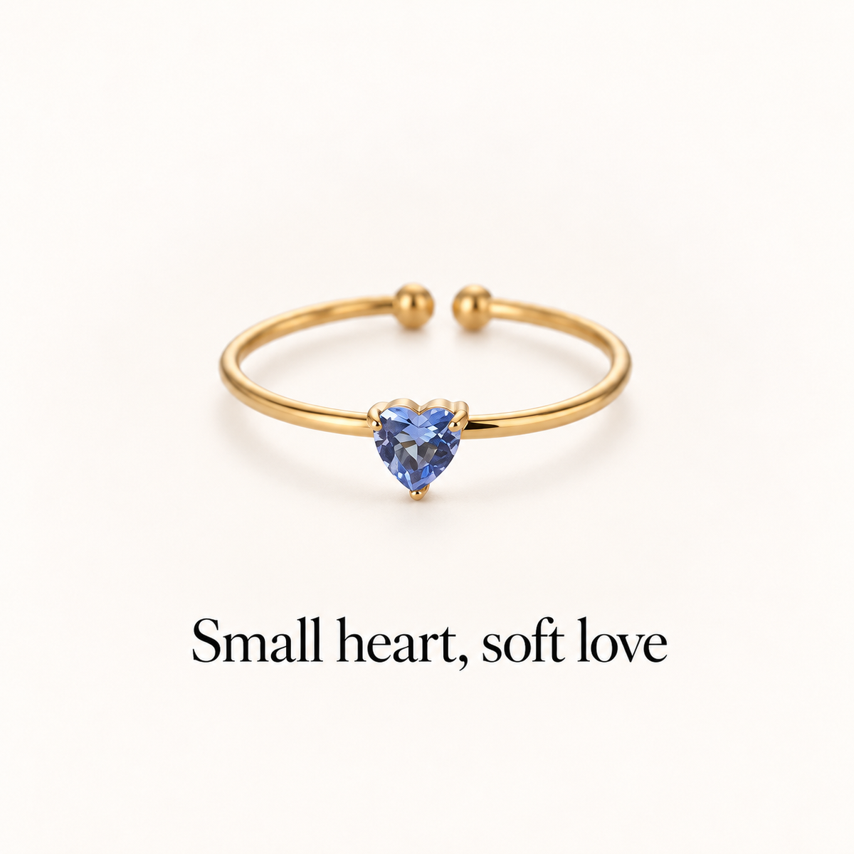 Dainty Tiny Heart Stone Thin Ring