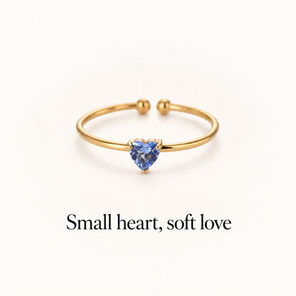 Dainty Tiny Heart Stone Thin Ring