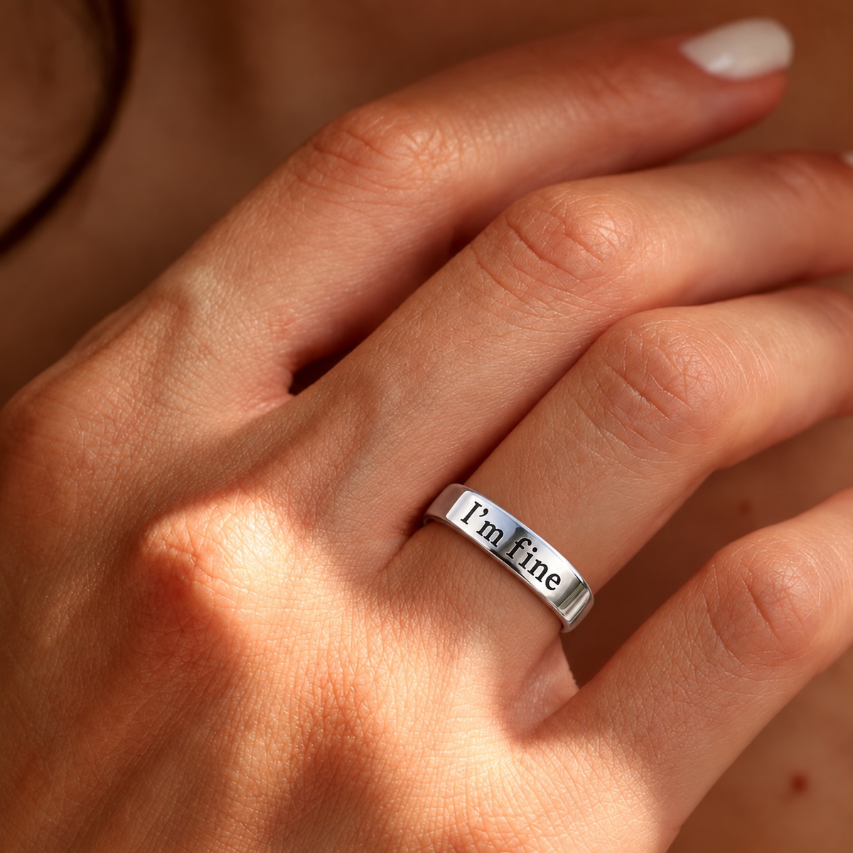 Inspirational "I'm Fine" Adjustable Ring
