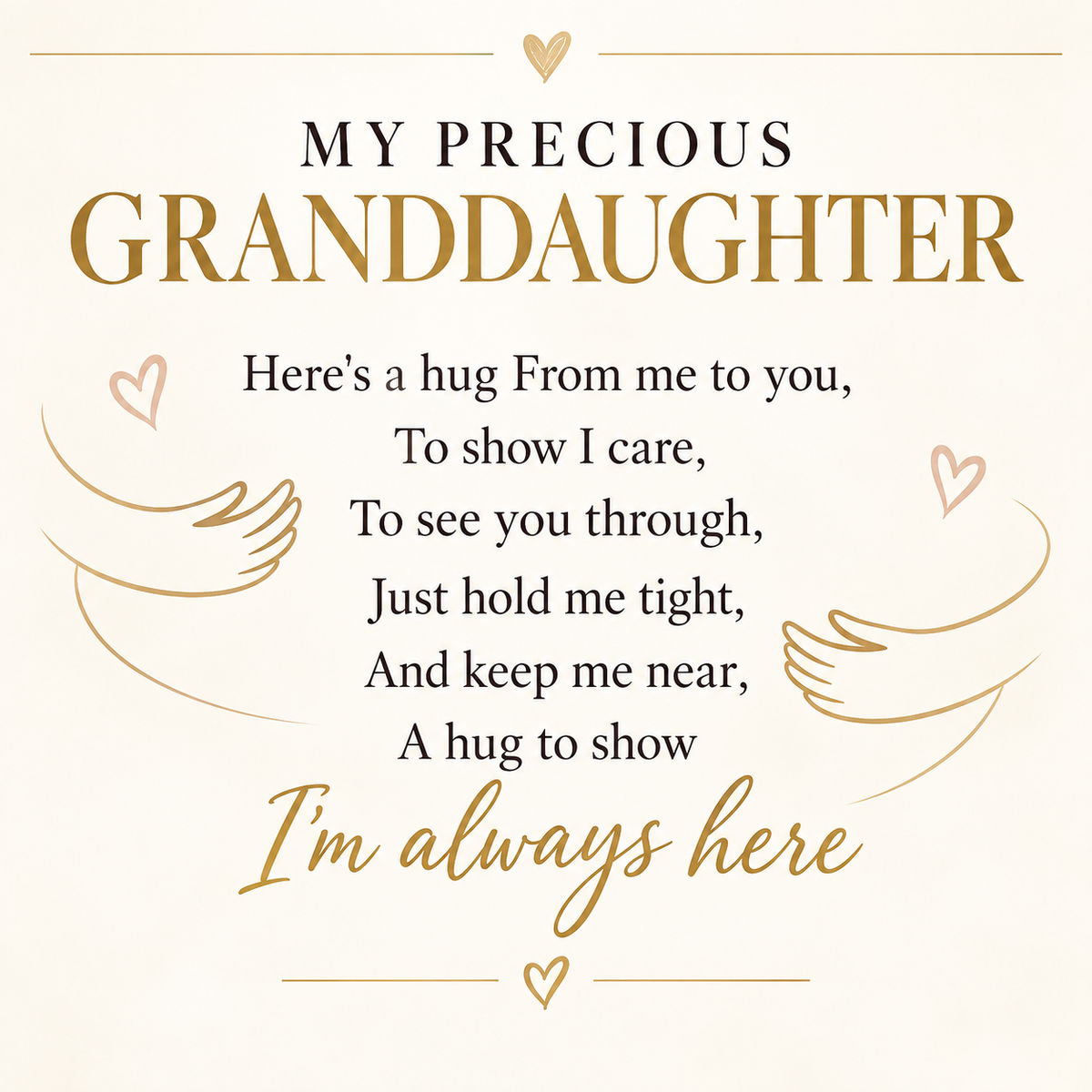 To My Granddaughter-Hugging Hands Open Ring