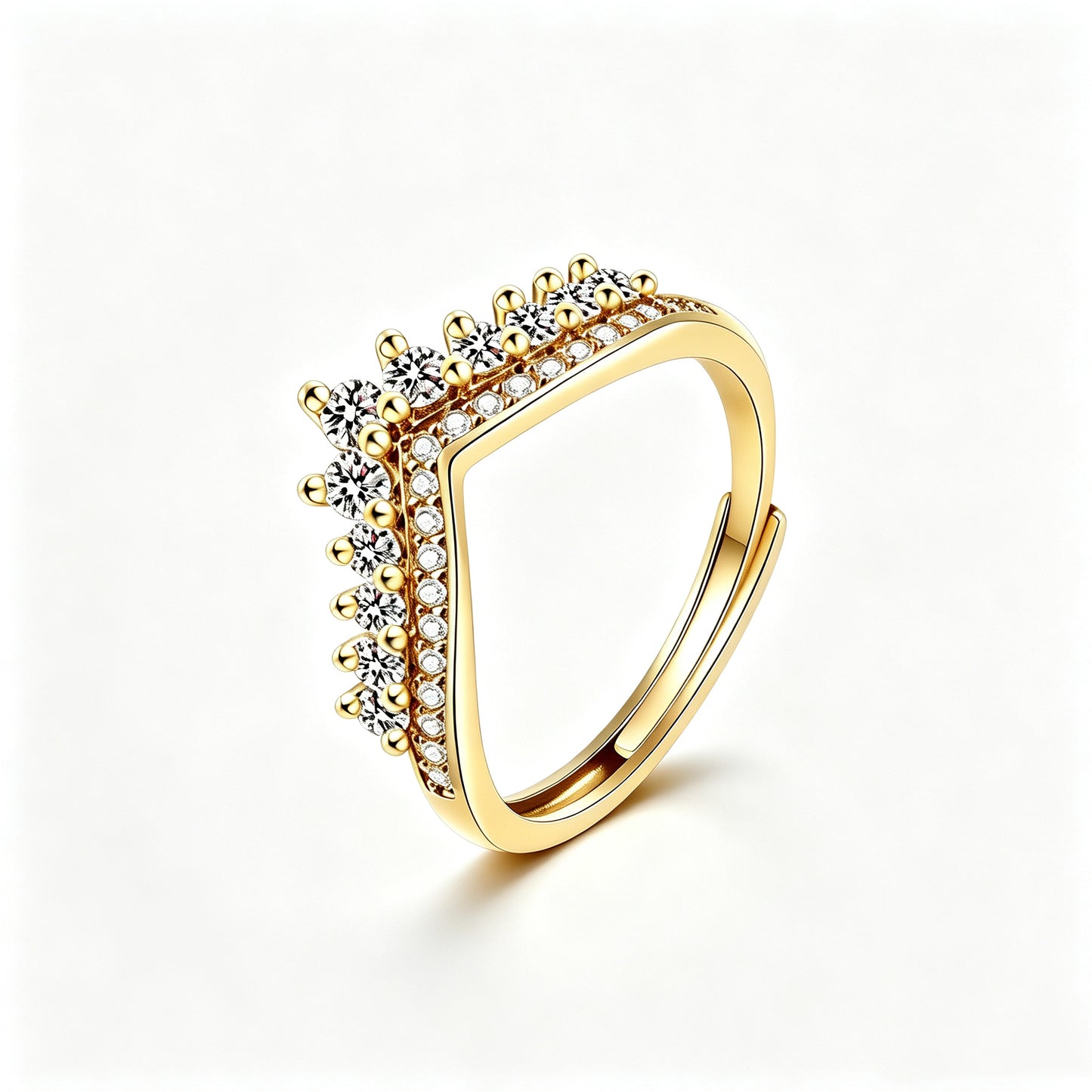 Crown V‑Shape Adjustable Stacking Ring-Crown your finger, empower your style