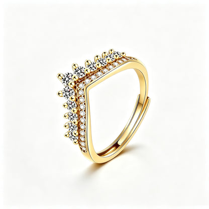 Crown V‑Shape Adjustable Stacking Ring-Crown your finger, empower your style