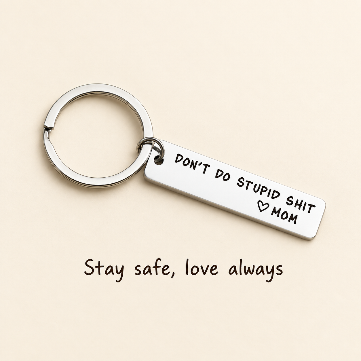 Mom Engraved Bar Keychain