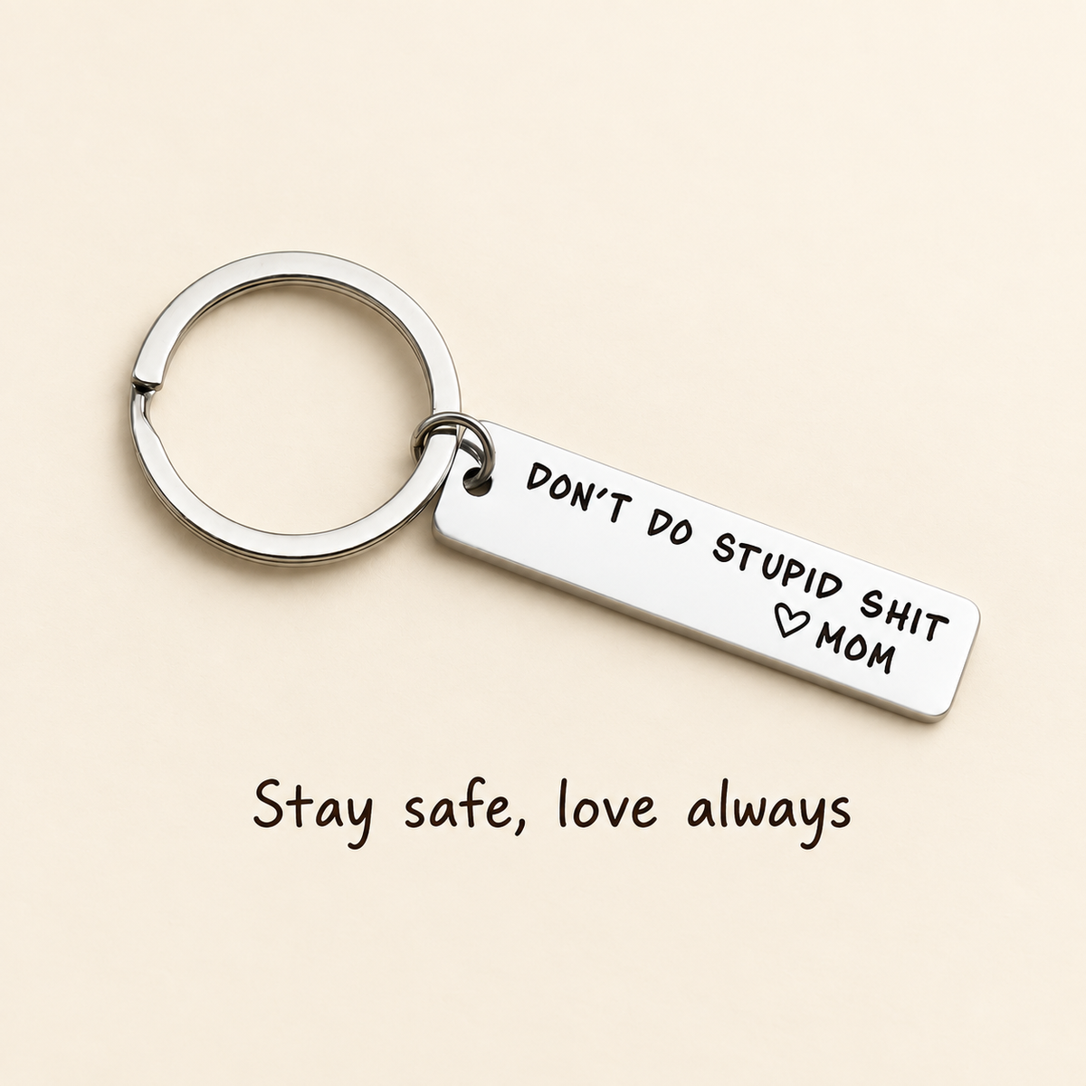 Mom Engraved Bar Keychain