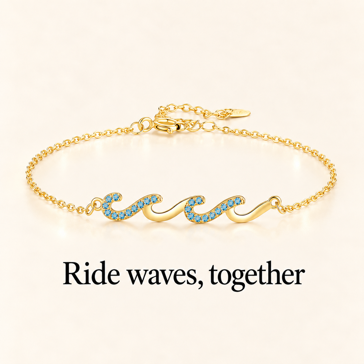 Dainty Blue Stone Wave Bracelet