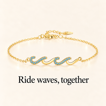 Dainty Blue Stone Wave Bracelet