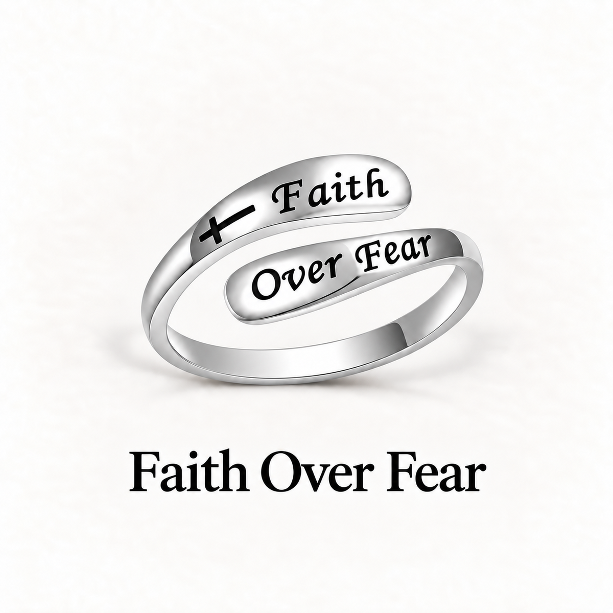Faith Over Fear Adjustable Ring
