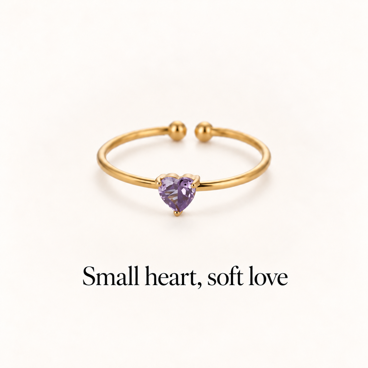 Dainty Tiny Heart Stone Thin Ring