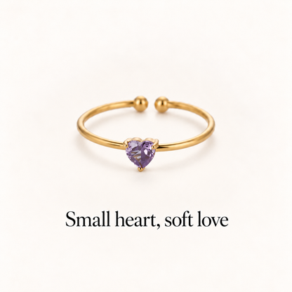Dainty Tiny Heart Stone Thin Ring