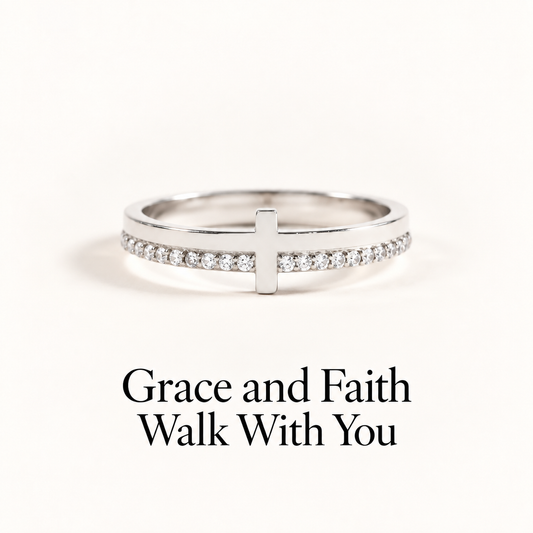 925 Sterling Silver Grace&Faith Cross Ring