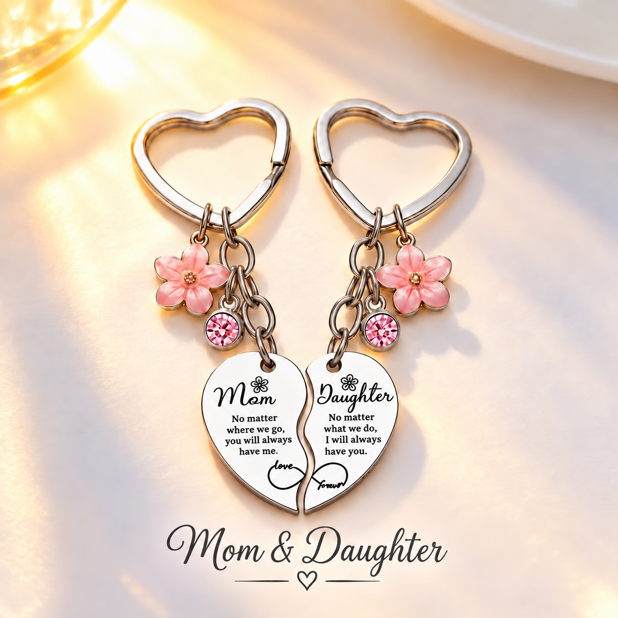 Connecting Hearts Puzzle Keychain for Mom & Daughters
