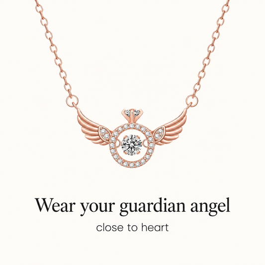 Dear Mom-Angel Wing Dancing Sparkle Pendant Necklace