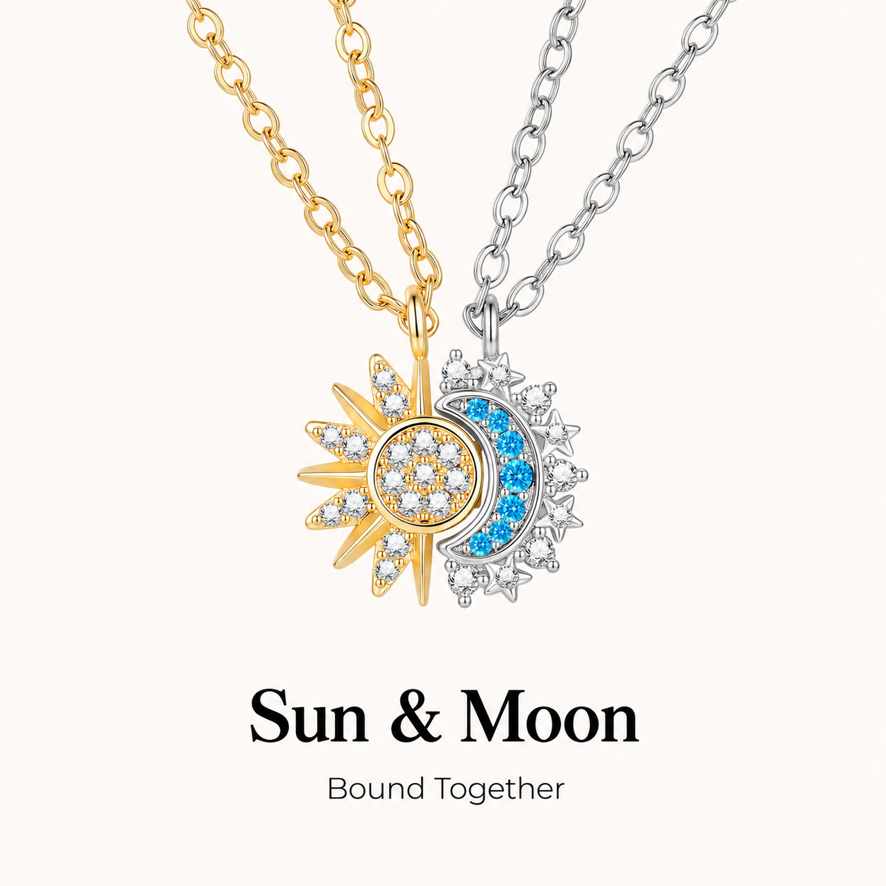 For My Wife-Day & Night Sun Moon Stackable Necklace Set