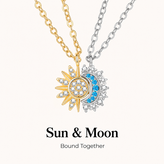 For My Wife-Day & Night Sun Moon Stackable Necklace Set