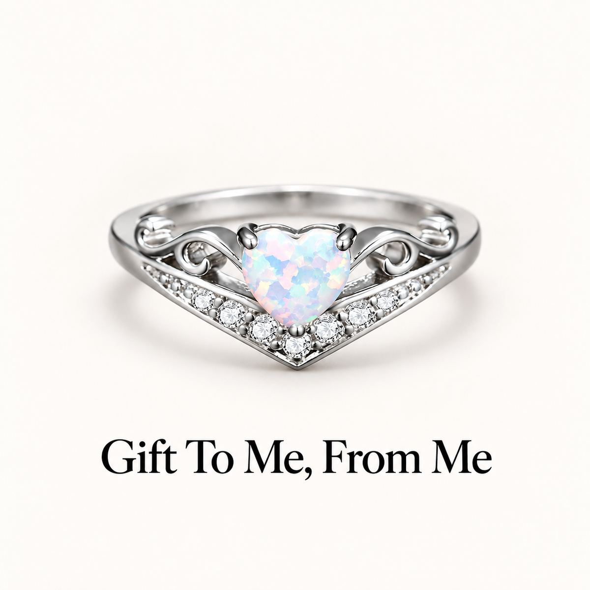 To Me From Me Crown Heart Opal Ring