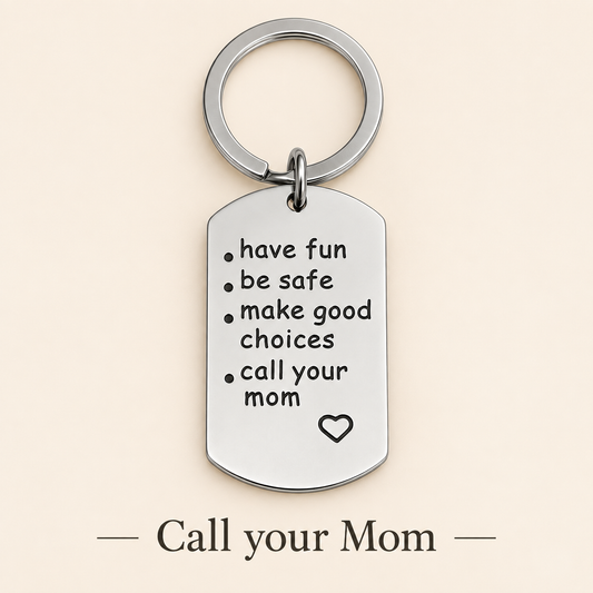 Mom & Dad Reminder Dog Tag Keychain Have Fun