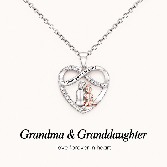 Grandma & Granddaughter Heart Pendant Necklace