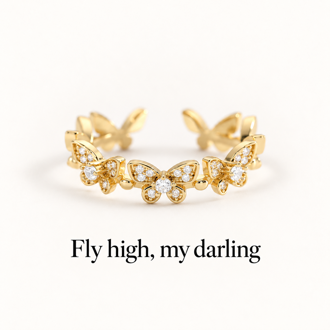 Dainty Butterfly Adjustable Open Ring