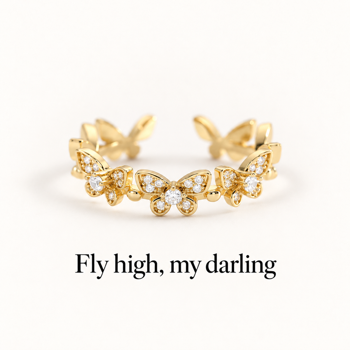 Dainty Butterfly Adjustable Open Ring