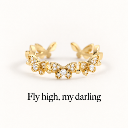 Dainty Butterfly Adjustable Open Ring
