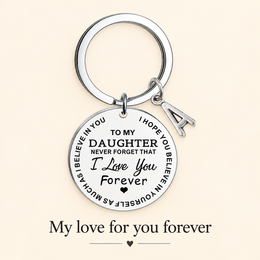 To My Daughter Engraved Round Keychain