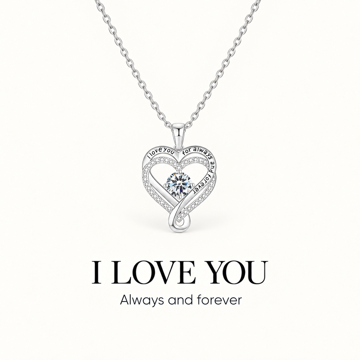 925 Sterling Silver Always & Forever Heart Necklace