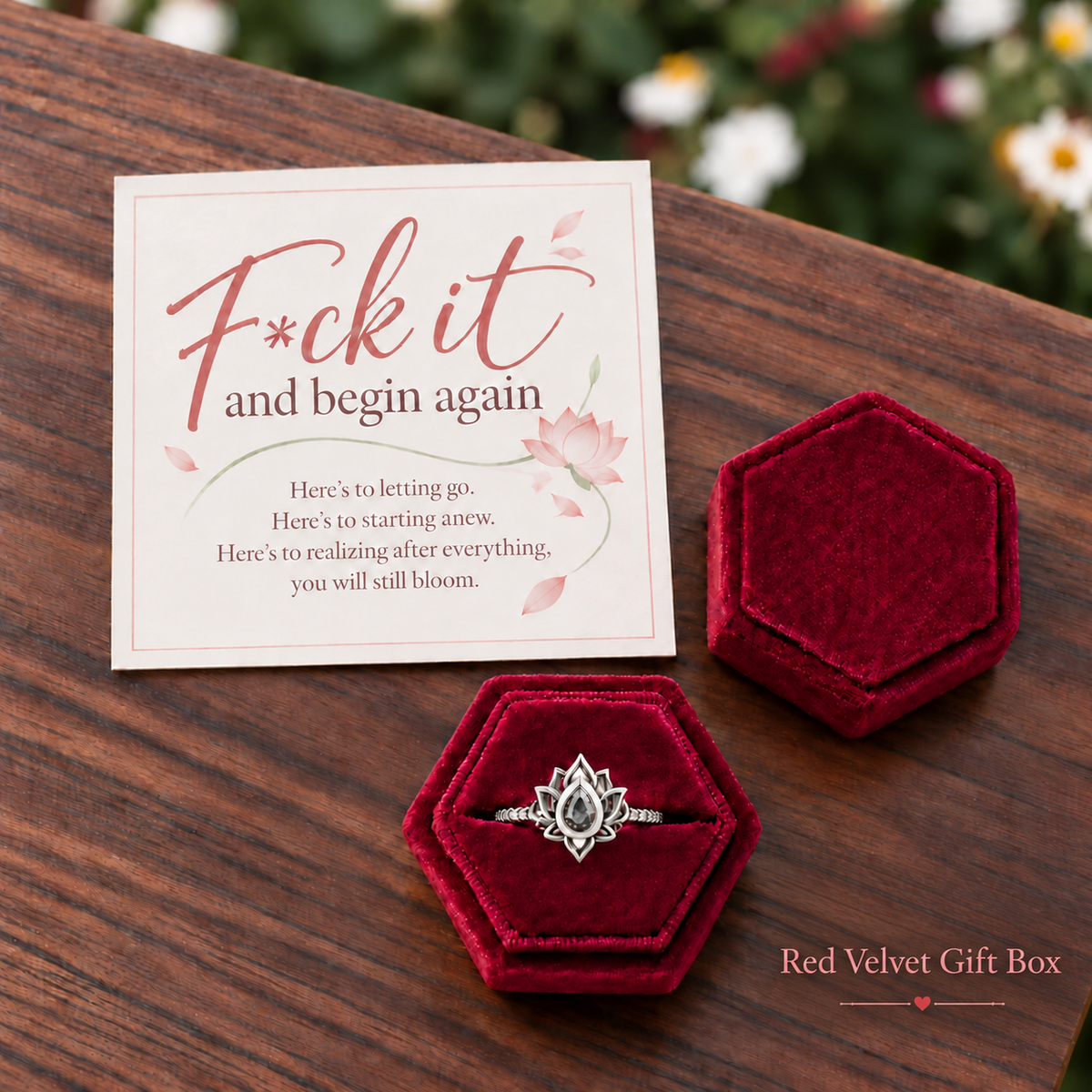 F**k It and Begin Again Lotus Ring