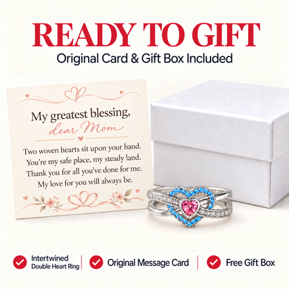Intertwined Double Heart Ring, Gift for Mom
