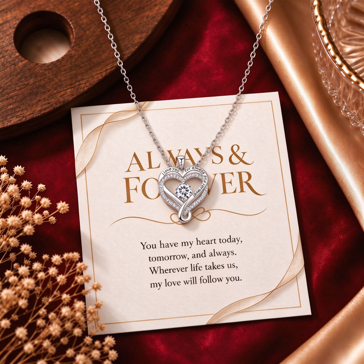 925 Sterling Silver Always & Forever Heart Necklace