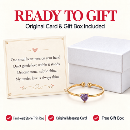 Dainty Tiny Heart Stone Thin Ring