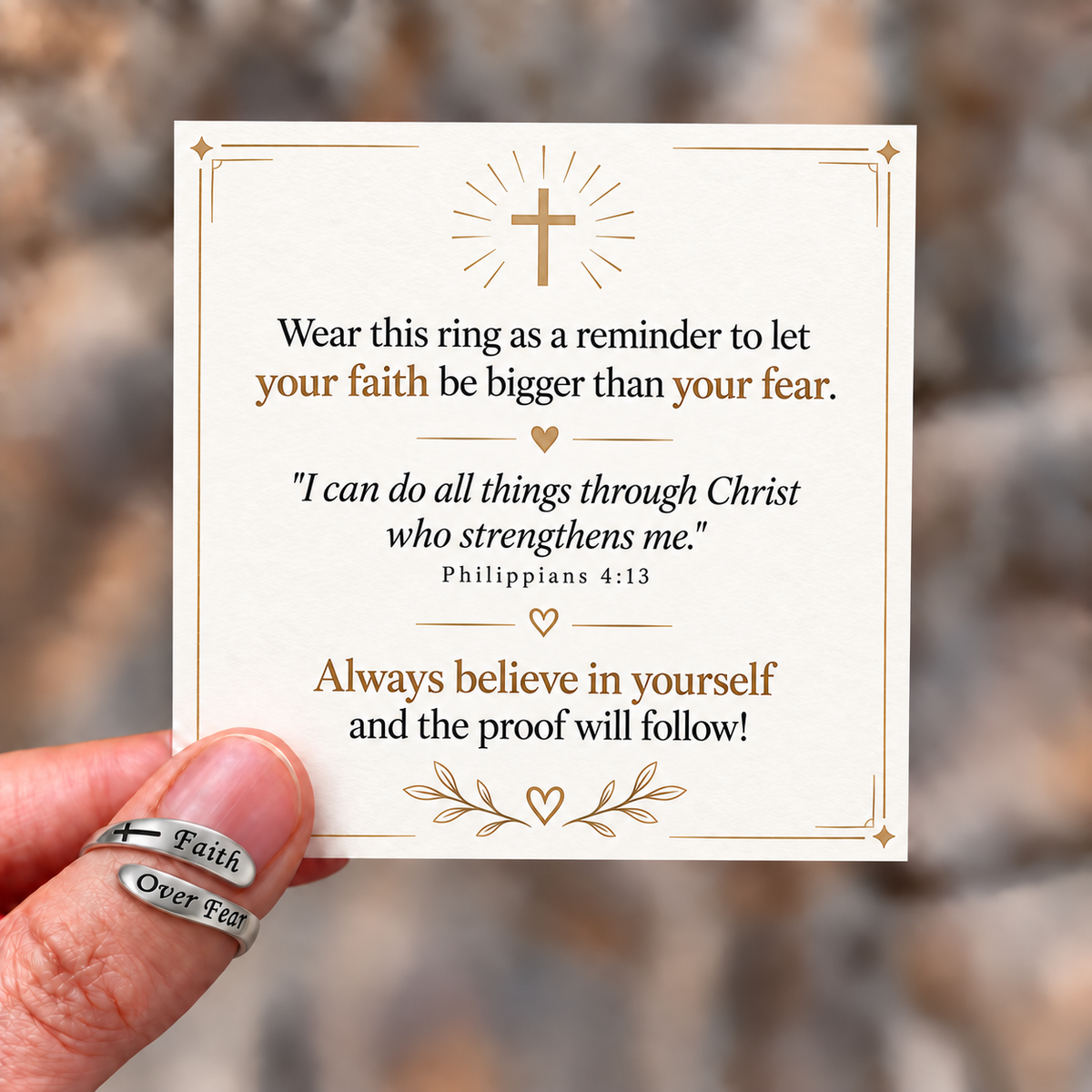 Faith Over Fear Adjustable Ring