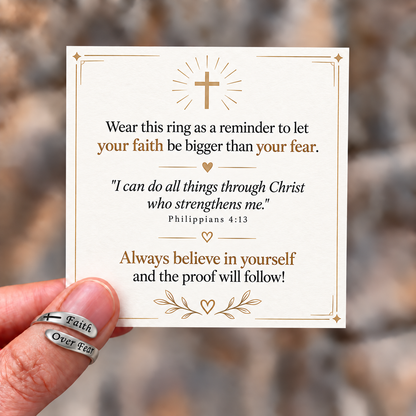 Faith Over Fear Adjustable Ring